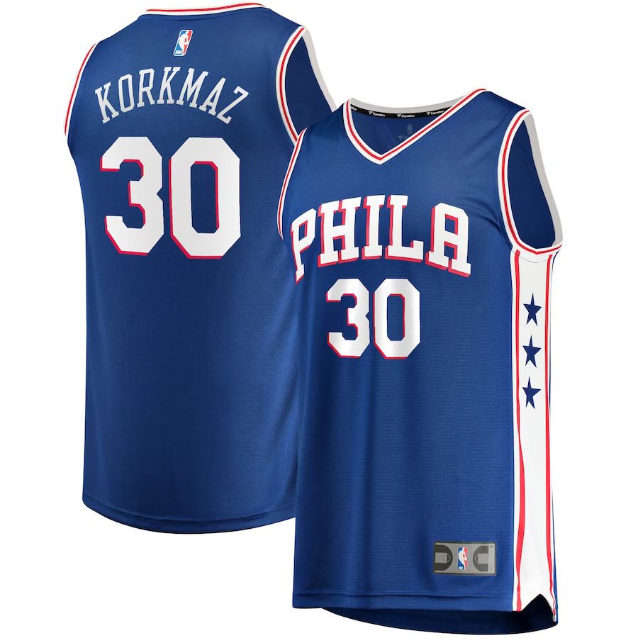 Men Philadelphia 76ers #30 Furkan Korkmaz Fanatics Branded Royal Fast Break Replica NBA Jersey